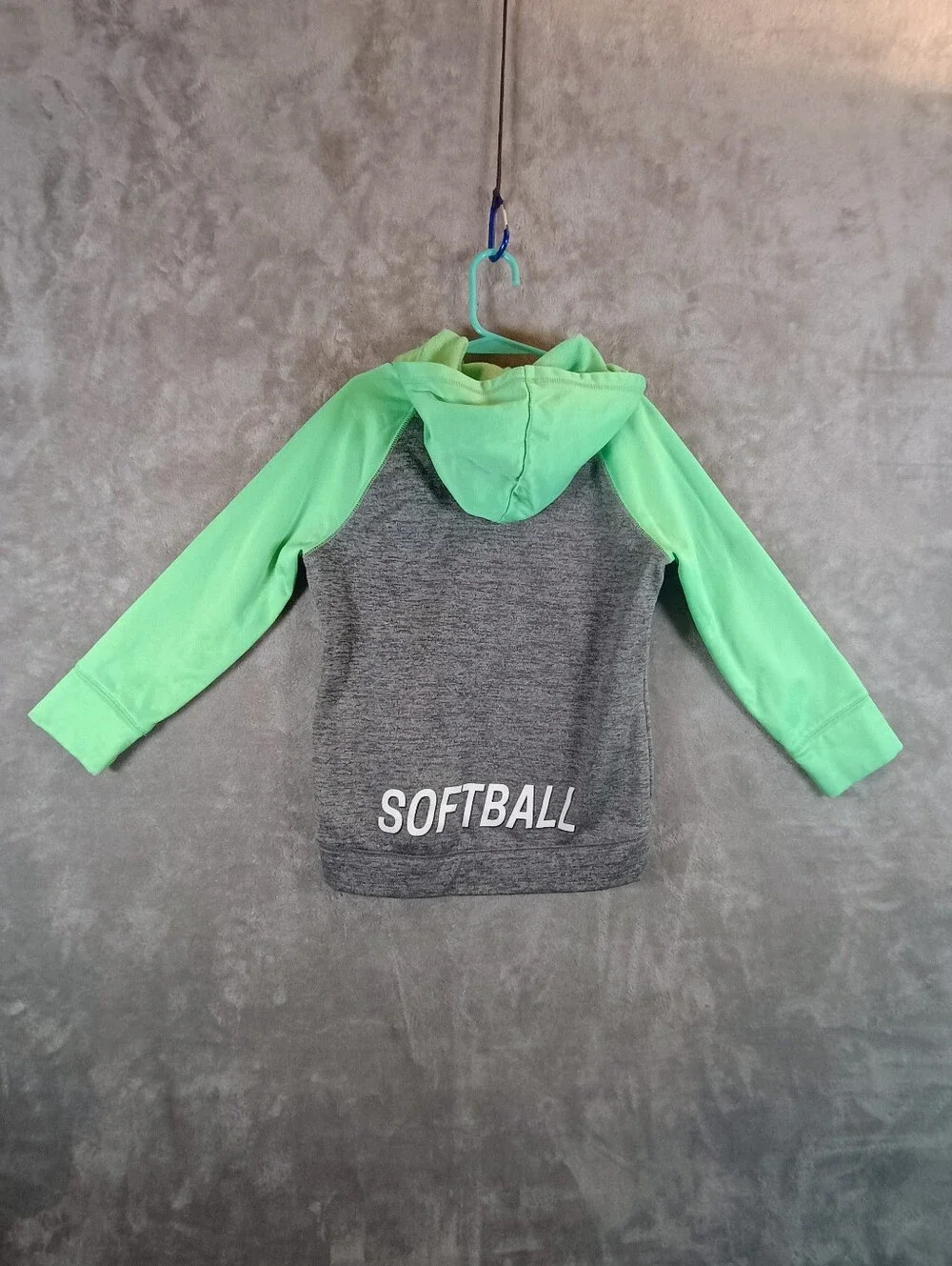 *Stains* Girls Justice Green and Gray Softball Hoodie Size 7